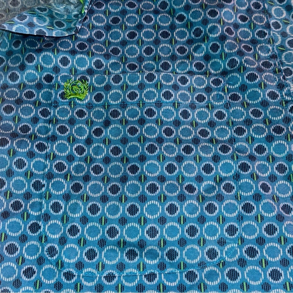 Cinch Blue And Green Patterned Button Down Shirt - image 4